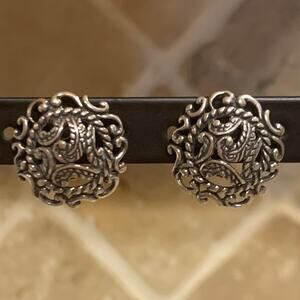 Carolyn Pollack Earrings Sterling Silver with Scrolling/Rope Stud Style